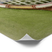 Tennis Racket met Ball Laying over Court Poster (Hoek)