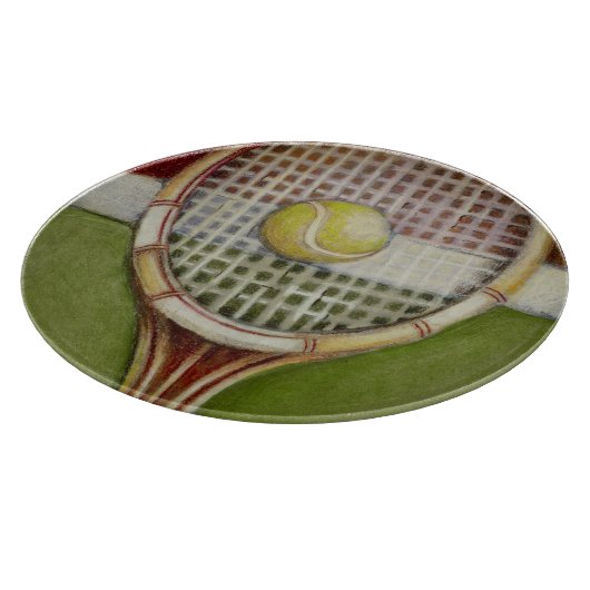 Tennis Racket met Ball Laying over Court Snijplank (Hoek)