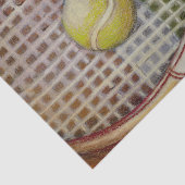 Tennis Racket met Ball Laying over Court Tissuepapier (Detail)