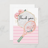 Tennis Racket met bloem voor Vrouw Player Bedankkaart (Voorkant / Achterkant)