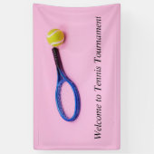 Tennis-racket met kogel in roze tas spandoek (Verticaal)