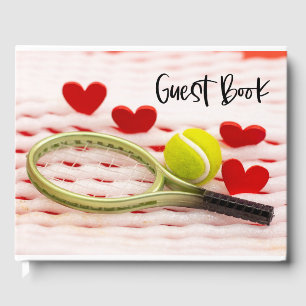 Tennis racket met liefdestrouwgastenboek gastenboek