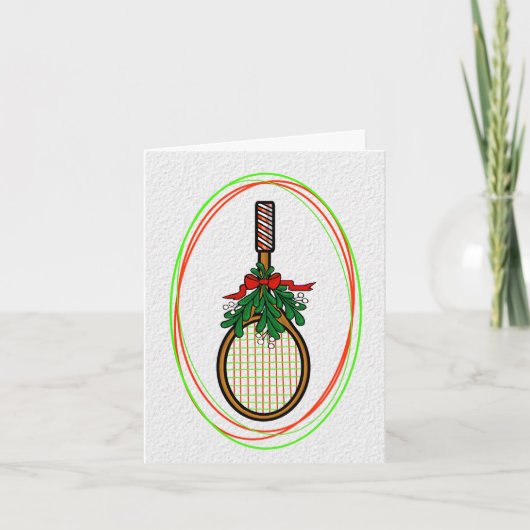 Tennis Racket met Mistletoe-kerstkaart Kaart (Voorkant)