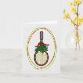 Tennis Racket met Mistletoe-kerstkaart Kaart (Gele Bloem)