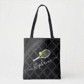 Tennis Racket Monogram Black White Sports Tote Bag (Voorkant)
