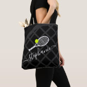 Tennis Racket Monogram Black White Sports Tote Bag (Dichtbij)