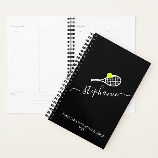 Tennis Racket Monogram, gepersonaliseerd, niet ged Planner (Display)