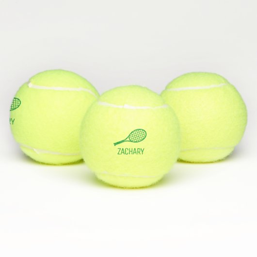 Tennis Racket Monogram Naam Gepersonaliseerd Tennisballen (Multi)