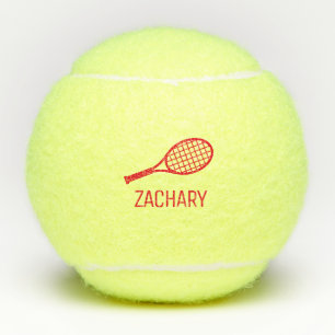 Tennis Racket Monogram Naam Rood Gepersonaliseerd  Tennisballen
