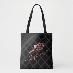 Tennis Racket Monogram Roze Zwarte Sport Tote Bag
