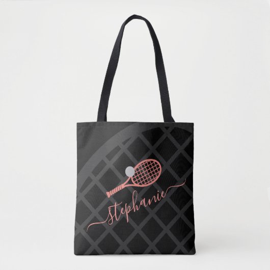 Tennis Racket Monogram Roze Zwarte Sport Tote Bag (Voorkant)