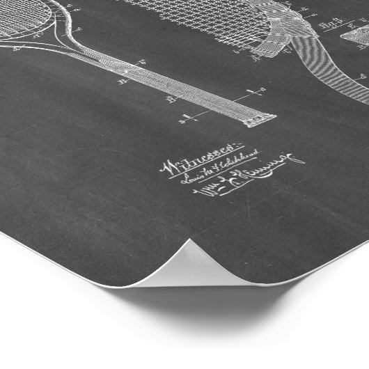 Tennis Racket Patent - Chalkboard Poster (Hoek)