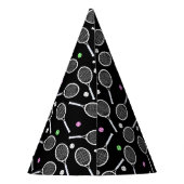 Tennis Racket Patroon Extravagant Zwart Feesthoedjes (Achterkant)