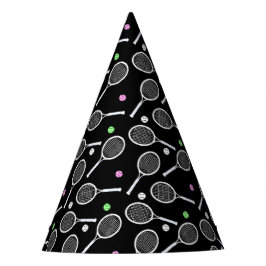 Tennis Racket Patroon Extravagant Zwart Feesthoedjes
