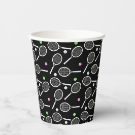 Tennis Racket Patroon Extravagant Zwart Papieren Bekers