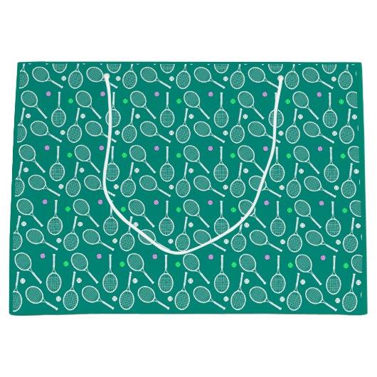 Tennis Racket Patroon Retro Emerald Groen Groot Cadeauzakje (Voorkant)