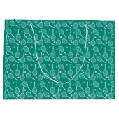 Tennis Racket Patroon Retro Emerald Groen Groot Cadeauzakje (Achterkant)