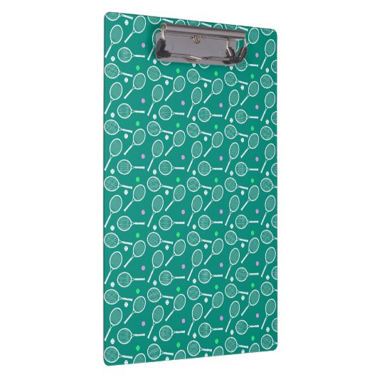 Tennis Racket Patroon Retro Emerald Groen Klembord (Rechts)