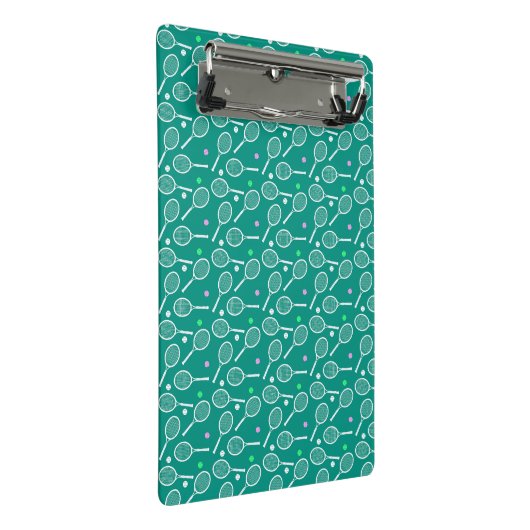 Tennis Racket Patroon Retro Emerald Groen Mini Klembord (Schuin)