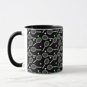 Tennis Racket Pattern Black Mok