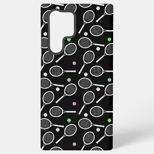 Tennis Racket Pattern Black Samsung Galaxy Hoesje (Achterkant)