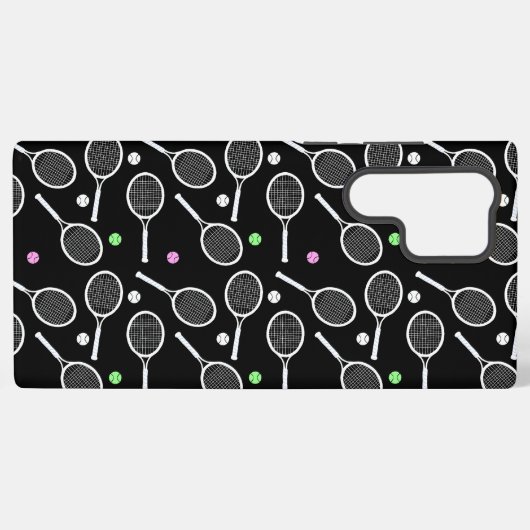 Tennis Racket Pattern Black Samsung Galaxy Hoesje (Achterkant horizontaal)