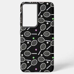 Tennis Racket Pattern Black Samsung Galaxy Hoesje