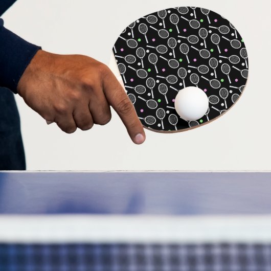 Tennis Racket Pattern Black Tafeltennisbatje (Insitu)