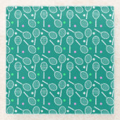 Tennis Racket Pattern Glazen Onderzetter (Voorkant)