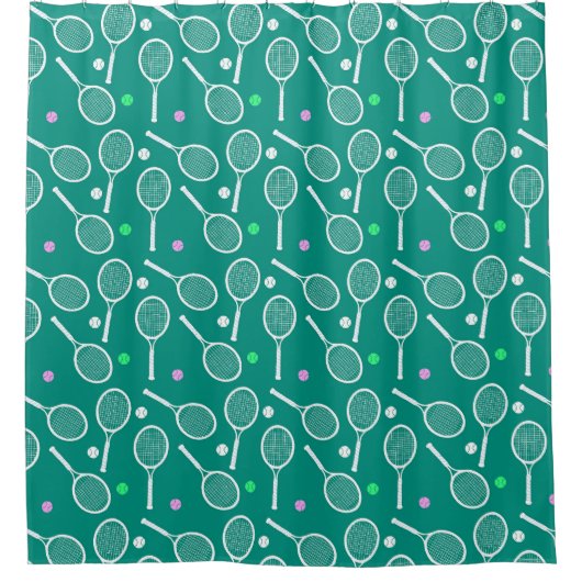 Tennis Racket Pattern Green Douchegordijn (Voorkant)