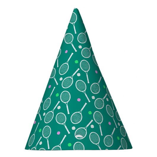 Tennis Racket Pattern Green Feesthoedjes (Rechts)