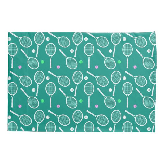 Tennis Racket Pattern Green Kussensloop (Achterkant)