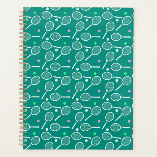 Tennis Racket Pattern Green Planner (Voorkant)