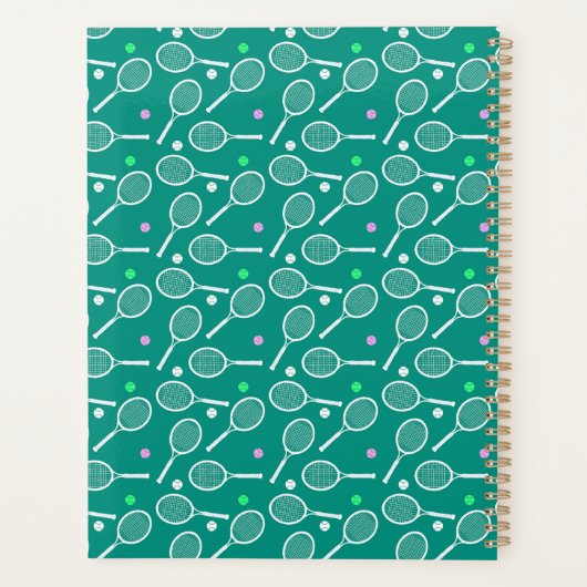 Tennis Racket Pattern Green Planner (Achterkant)