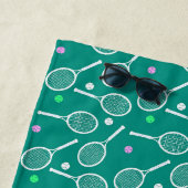 Tennis Racket Pattern Green Strandlaken (In situ)