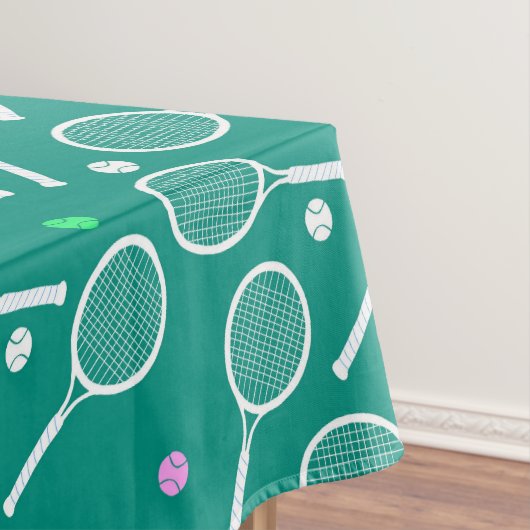 Tennis Racket Pattern Green Tafelkleed (Voorbeeld)