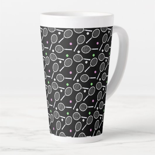 Tennis Racket Pattern Latte Mok (Rechterhoek)