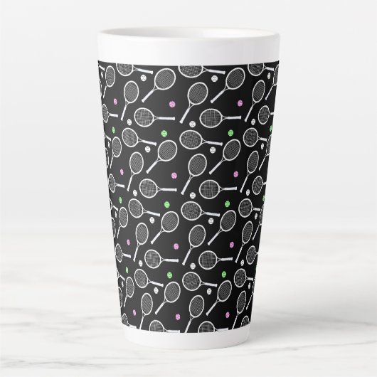 Tennis Racket Pattern Latte Mok (Voorkant)