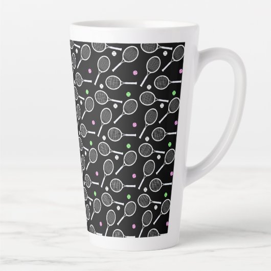 Tennis Racket Pattern Latte Mok (Rechts)
