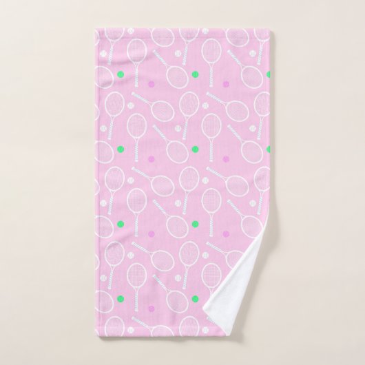 Tennis Racket Pattern Pastel Pink Bad Handdoek (Handdoek)