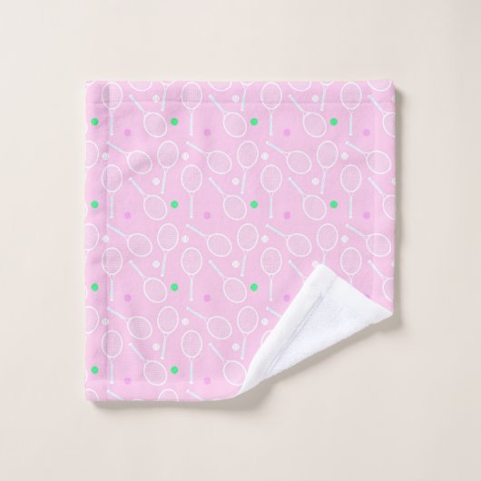 Tennis Racket Pattern Pastel Pink Bad Handdoek (Wasdoekje)