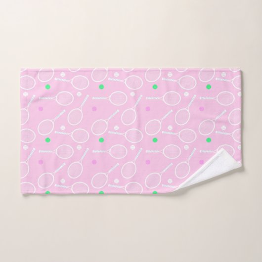 Tennis Racket Pattern Pastel Pink Bad Handdoek (Handdoek)