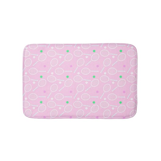Tennis Racket Pattern Pastel Pink Badmat (Voorkant)