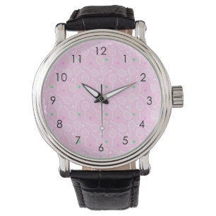 Tennis Racket Pattern Pastel Pink Horloge