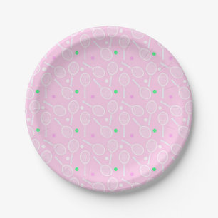 Tennis Racket Pattern Pastel Pink Papieren Bordje
