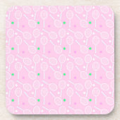 Tennis Racket Pattern Pastel Pink Party Bier Onderzetter (Voorkant)