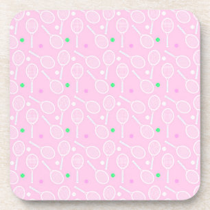 Tennis Racket Pattern Pastel Pink Party Bier Onderzetter