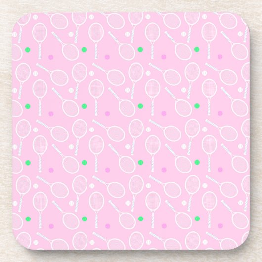 Tennis Racket Pattern Pastel Pink Party Bier Onderzetter (Voorkant)