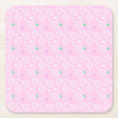 Tennis Racket Pattern Pastel Pink Party Kartonnen Onderzetters (Voorkant)