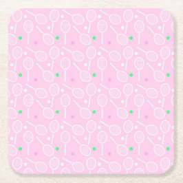 Tennis Racket Pattern Pastel Pink Party Kartonnen Onderzetters